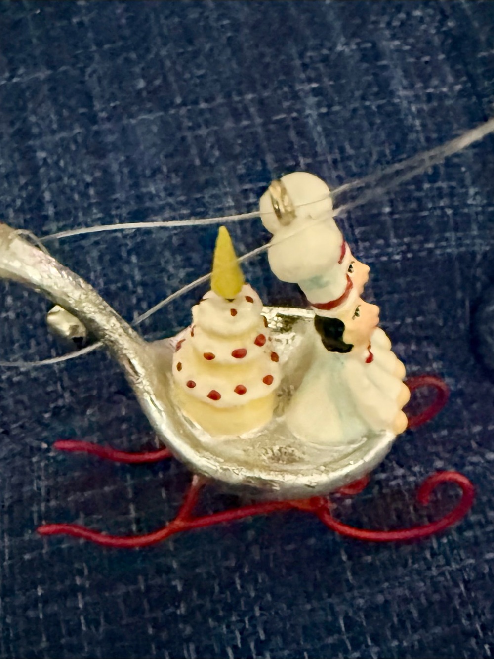 Festive Chef Cake Ornament - White and Red Holiday Decoration
